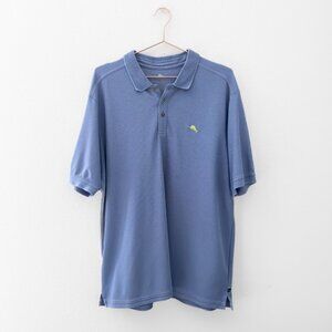 Tommy Bahama Short Sleeve Collared Polo Shirt Solid Dusty Blue Size XL